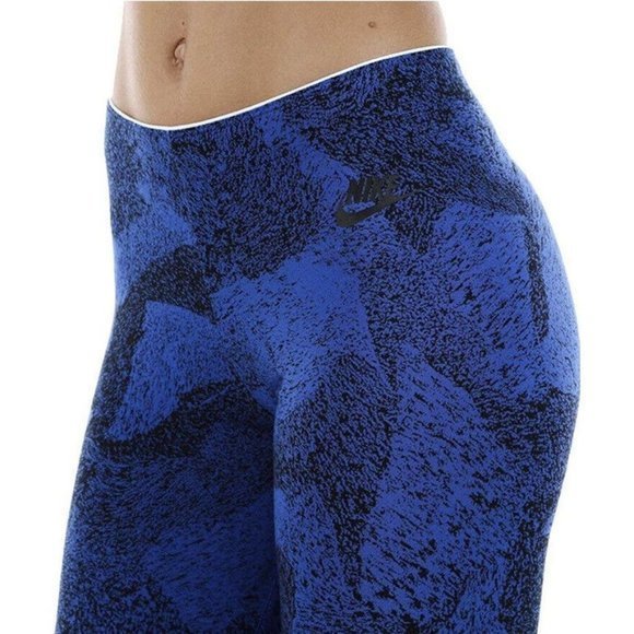 Nike Abstract Activewear Workout Athletic Leggings Women's Size XS Blue Black - Picture 8 of 9